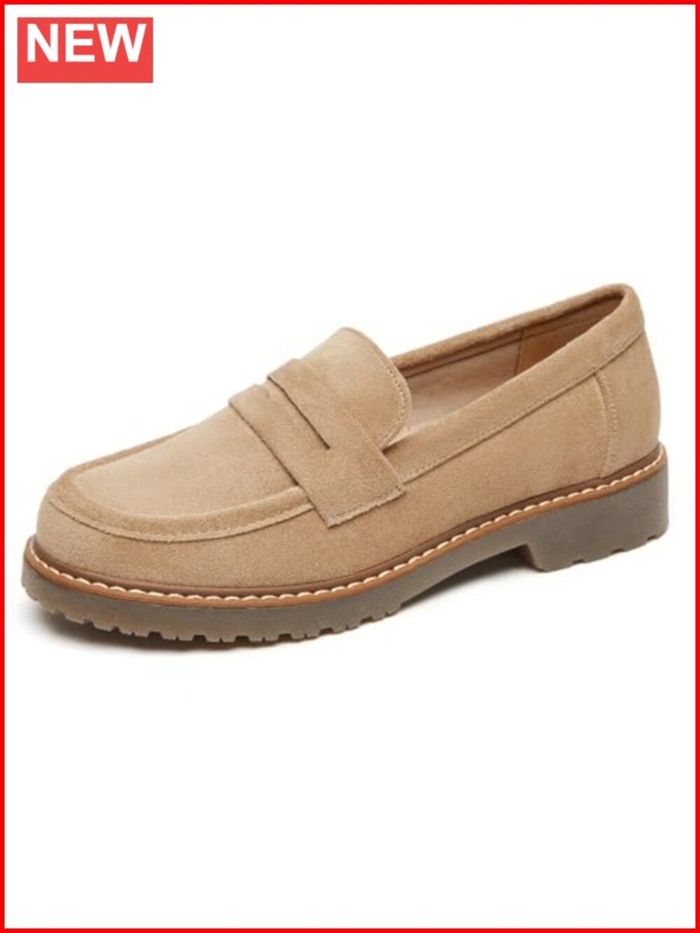 Chunky Platform Penny Loafers for Women Business Casual Slip On Faux Suede